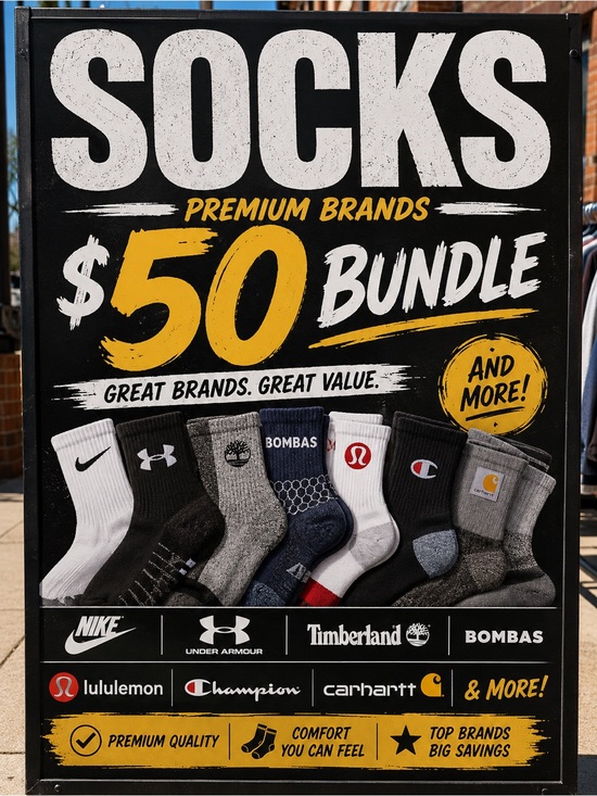 Nike Other - Assorted Crew Socks Bundle - White, Black, Gray, Navy - Premium Brands